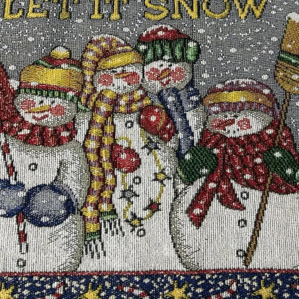 Let It Snow Snowman Woven Tapestry Christmas Placemats Set of 4 Holiday Novelty